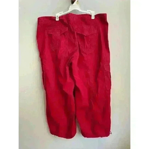 Norma Kamali Cranberry Cropped Capri Drawstring Hem Cargo Pants Women's 16 - Picture 6 of 6